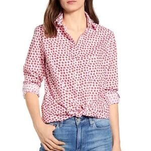 Grayson The Hero Button Down Shirt Red White Floral Size 2 Small Frank & Eileen